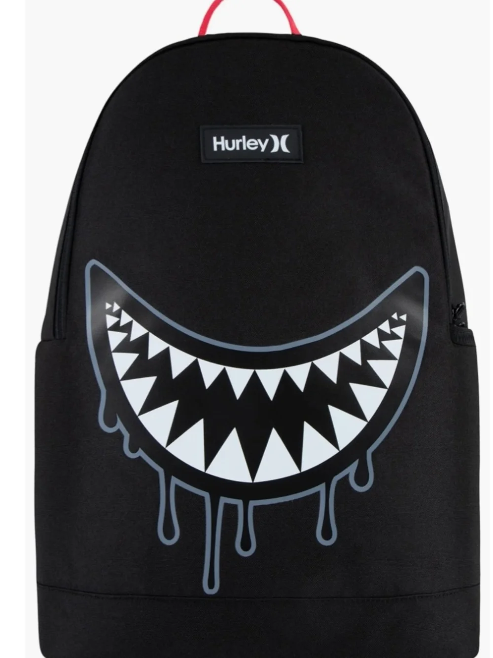 NEW! Hurley Black Backpack with White Shark-Mouth Graphic NWT